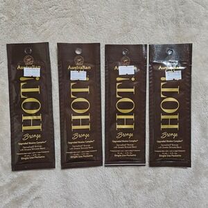 Australian Gold Hot Bronze Tanning Lotion 4 Packets 0.5oz DermaDark Biosine